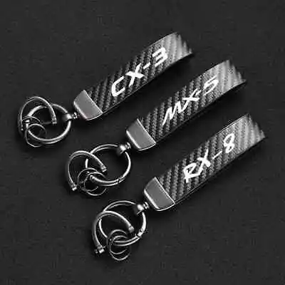 Leather KeyChain Carbon Fiber Mazda MS MX5 RX8 CX-3 CX-4 CX5 CX-7 CX-9 • $24.99