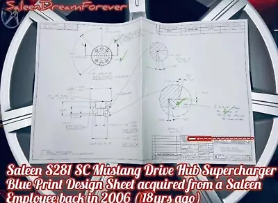 05-06 Saleen S281 Sc Mustang Supercharger Drive Hub Blue Print Spec Sheet Ford • $23.99