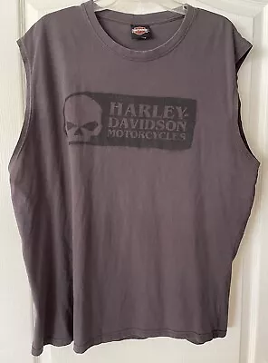 Harley Davidson Shirt Mens 3XL Gray Black Sleeveless Tank Motorcycle Biker Tee • $22.98
