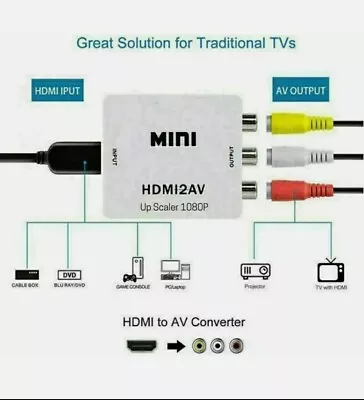 1080P Mini HD Converter Box HDMI To AV RCA CVBS Composite Video Audio Adapter US • $8.95