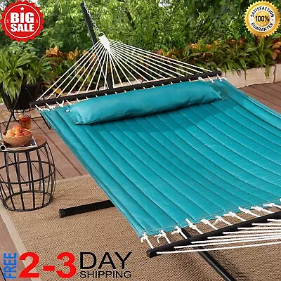 New-2 Person Hammock Quilted Sleeping Bed Camping Double W/ Pillow Heavy Duty... • $63.99