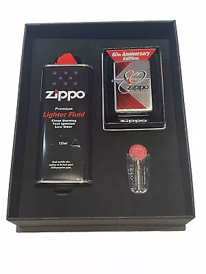 Zippo Lighter 80th Anniversary Edition  Comes In Fuel Flint Luxury Gift Package • $129.95