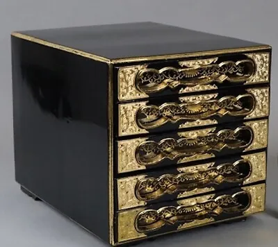 Era Buddhist Utensils Wooden Lacquered Maki-e Sutra Book Box 5 Drawers • $247.50