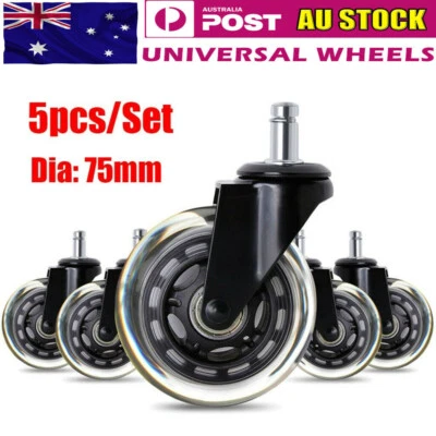 $22.69 • Buy 5X Heavy Duty 75mm 3  Swivel Castor Wheels Rubber Furniture Chair Trolley Caster