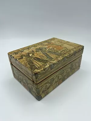 Wooden Treasure Trinket Case Jewelry Storage Box W/Mirror 6x4x2.75  • $8.25