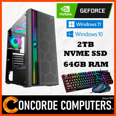 $1129 • Buy Intel Core I3 I5 I7 I9 SSD GTX NVIDIA Graphics 4K RGB Gaming PC Office Computer