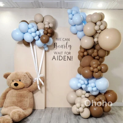 $10.98 • Buy Beige Brown Balloon Garland Arch Kit Blue Boy Baby Shower Christening Baptism