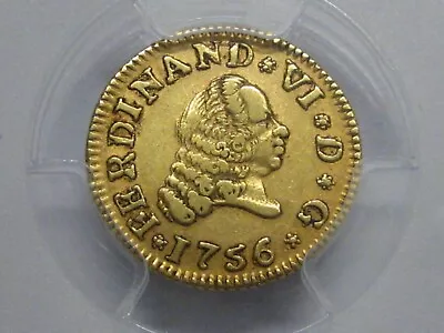 1756 Sevilla 1/2 Escudo Pcgs Au53 Gold Ferdinand Vi Spain Doubloon Colonial Era • $555