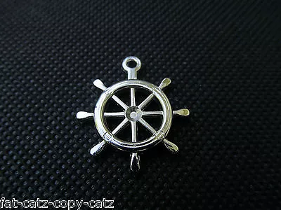 25x Ship Steering Wheel Helm Nautical Jewellery Craft Charms Gold Silver UK Sell • £3.95