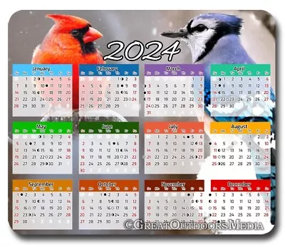 Bird Watching 2024 Calendar ~ Mousepad / Mouse Pad ~ Gifts Cardinal Bluejay Bird • $8.95