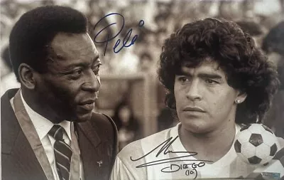 VTG Diego Armando Maradona & ‘Pele’ Rare Signed Autographed 11x17 Photo With COA • $620