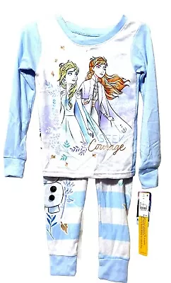 Disney Frozen Girls Sz 4 Seek Courage Anna Elsa  2 Piece Long Sleeve Pajama Set • $10