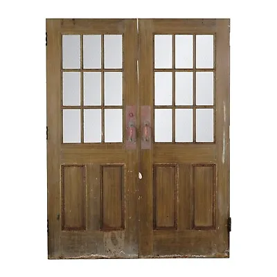 Vintage 9 Wire Lite 2 Pane Steel Commercial Double Doors 83.5 X 63.5 • $1440