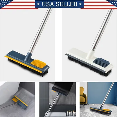 $15.86 • Buy Floor Scrub Brush With Long Handle Stiff Bristle Brush Scrubber Cleaning Brush