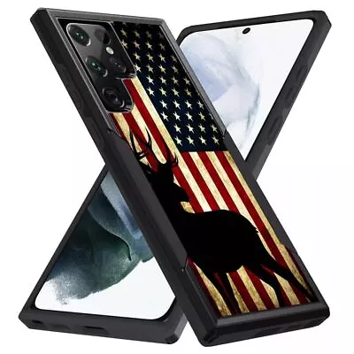 US Flag Deer Hunter Rugged Impact Guard Case For Samsung Galaxy S22 5G • $14.95