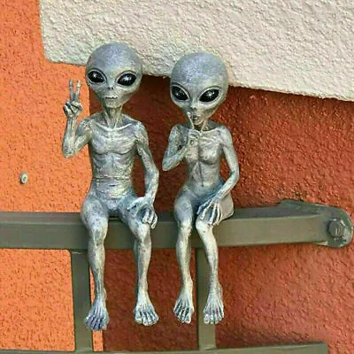 £11.99 • Buy 2X Garden Outer Space Alien Statue Resin Figurine Ornaments Decoration Gift