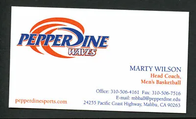 Marty Wilson Signed Autograph Pepperdine Waves Basketball Business Card BC060 • $19