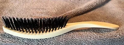 Vintage Hair Brush 9” Long Cream Handle Black Bristles / Unique Shape • $14.95