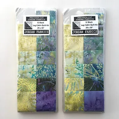 2x Jordan Fabrics TIDEPOOL CHARTREUSE Log Cabin Quilt Kit 24 Blocks Total 29x39  • $68