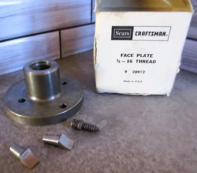 Vintage Craftsman Face Plate Wood Lathe 920912  USA MADE 3/4 - 16 SEARS 20912 • $29.95