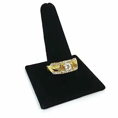 Unisex Gold Tone Ring W/Simulated Diamonds Men Women Jewelry Size 12.25 Gift • £27.02