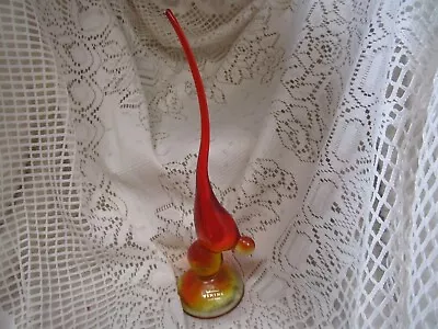 Vintage Viking Epic Glass Bird 9  Tall With Sticker Amberina • $75