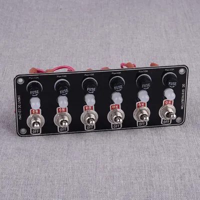 12-24V 6 Gang Rocker Switch Panel LED Circuit Breaker Fuse Box Car Marine Boat • $52.79