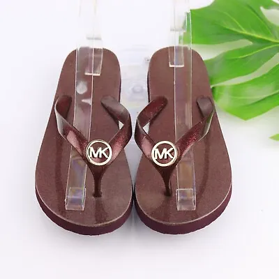 Michael Kors MK Jelly Sandal Women Size 8 Burgundy Glitter Flip Flop Thong Slide • $49.37