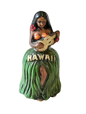 Vintage Hawaii Hula Girl Ukulele Ceramic Bell - Hawaiian Kitsch-Made In Japan • $12