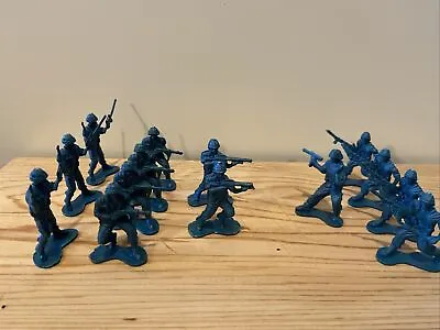Military Sky Blue Soldiers (14) Plastic Miniatures 2  Inches Tall • $8.88