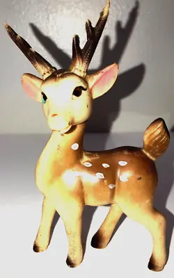 Vintage Christmas Deer Reindeer Figurine Painted Plastic Rubber Head Moves JAPAN • $18.99