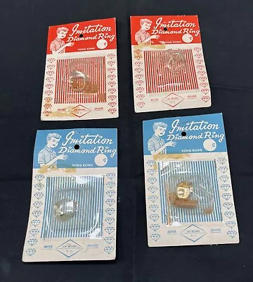 Lot Of (4) Vintage New In Packaging Imontation Diamond Ring Kids Toys Hong Kong • $14.99