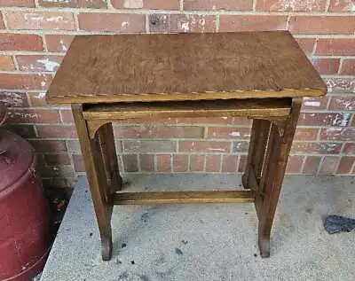 Antique Arts & Crafts Mission Oak Table Flip Top Desk Tiger Oak • $187.49