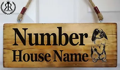 Personalised Rabbit House Sign - Bunny Name Plate Door Number - Gate Plaque LG • £39.99