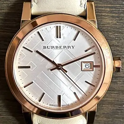 BURBERRY Plaid Watch White   Rose Gold Leather  Model P5-118 • $250.01