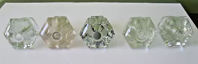 Vintage Clear Glass Drawer Knobs Pulls - Lot Of 5 Large - 1 1/4  - VG • $20