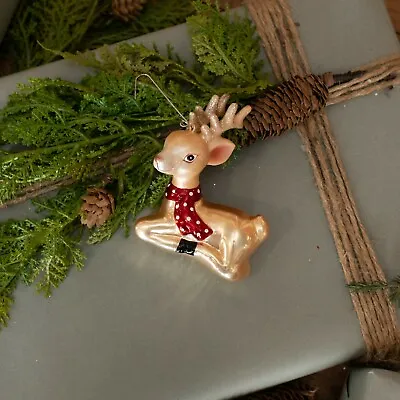 $22.46 • Buy 4  Ragon House Glass Deer W/ Dotted Scarf Ornament Retro Vntg Christmas Decor
