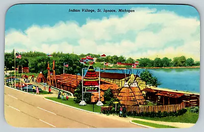 C1960s Indian Village St. Ignace Michigan Vintage Postcard • $4.99