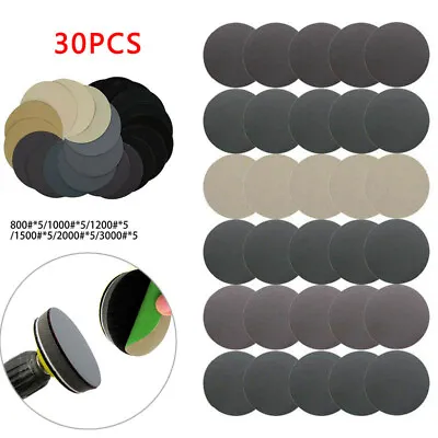 Wet And Dry Sanding Discs 125mm Sandpaper Hook & Loop Pads Grit 800-3000 5Inch • £6.48