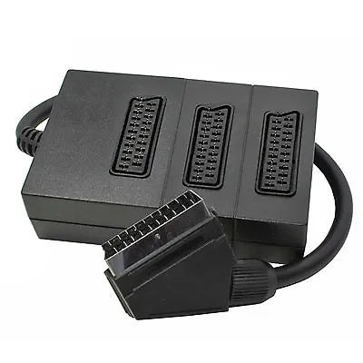 3 Way Scart AV Switch Box Adaptor - 3 Devices To 1 TV - SENT TODAY • £7.99