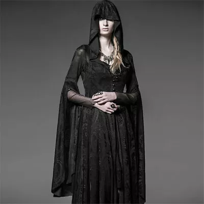 Punk Rave Gothic Long Women Dress Steampunk Hooded Visual Kei Coat Jacket Cloak • $106.18