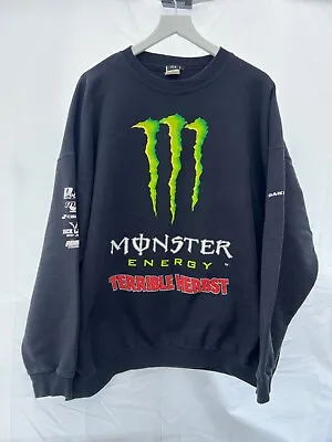 Vintage Oakley Monster Energy Terrible Herbst Pullover Crewneck Sweatshirt 2X • $129.99