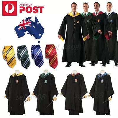 Book Week Harry Potter Gryffindor Hufflepuff Adult Robe Tie Costume Cosplay Cape • $23.86