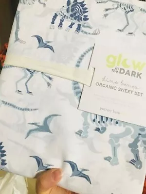 Pottery Barn Dino Bones Sheet Set Full Glow In Dark Dinosaur Flannel 4pc Kids • $114.75