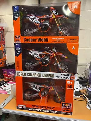 Herlings Cairoli Webb KTM SXF 450 1:6 Die-Cast Motocross MX Toy Model Bike COMBO • £149.99