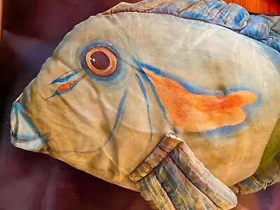 Vintage Maui Artist Signed Hand Painted Fish Body Pillow  -stored-25 Yrs • $100