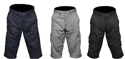 Men's Shorts 3/4 Casual Cotton Cargo Work Outdoor Beach Wear Black Navy Grey New • £12.34