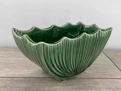 Vintage McCoy Green Glazed Ribbed Footed Planter Art Pottery Watermelon 667 USA • $59.99