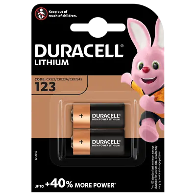 Duracell DL123 CR123 123A Lithium Batteries X 2 *Alarms Cameras Photo Use* • £6.99