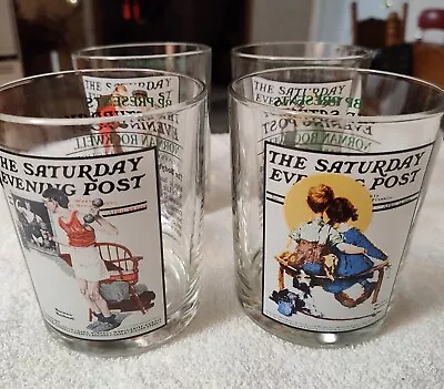 Vintage (Set Of 4) Norman Rockwell  The Saturday Evening Post  Collector's Glass • $20